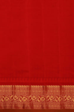 Image of Gadwal Silk Kattam Green Saree