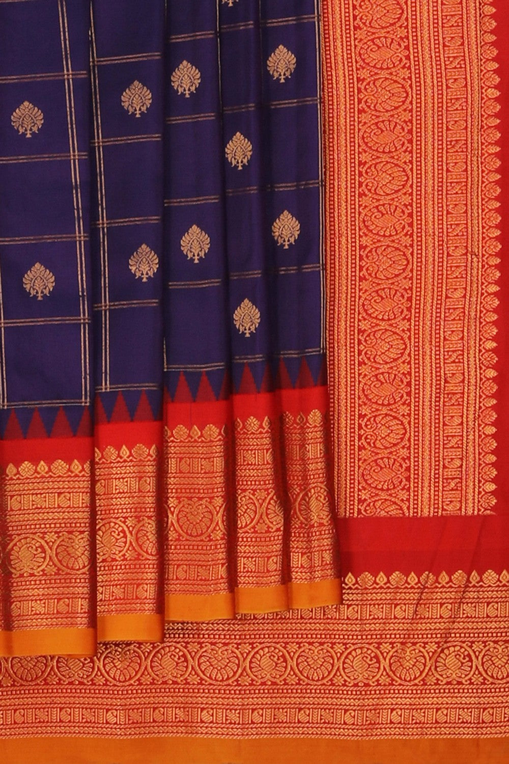 Gadwal Silk Kattam Purple Saree