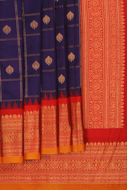 Image of Gadwal Silk Kattam Purple Saree