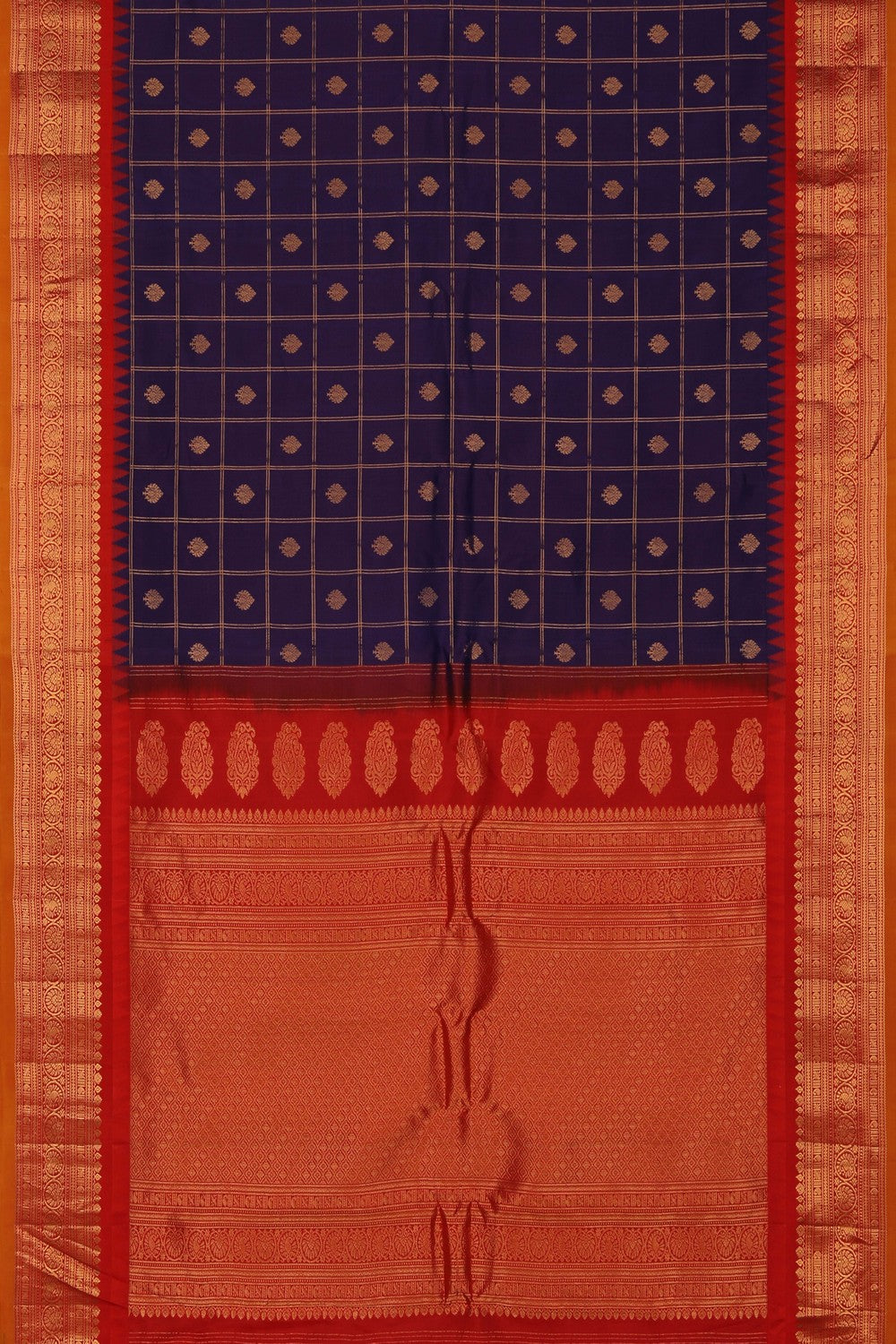 Gadwal Silk Kattam Purple Saree