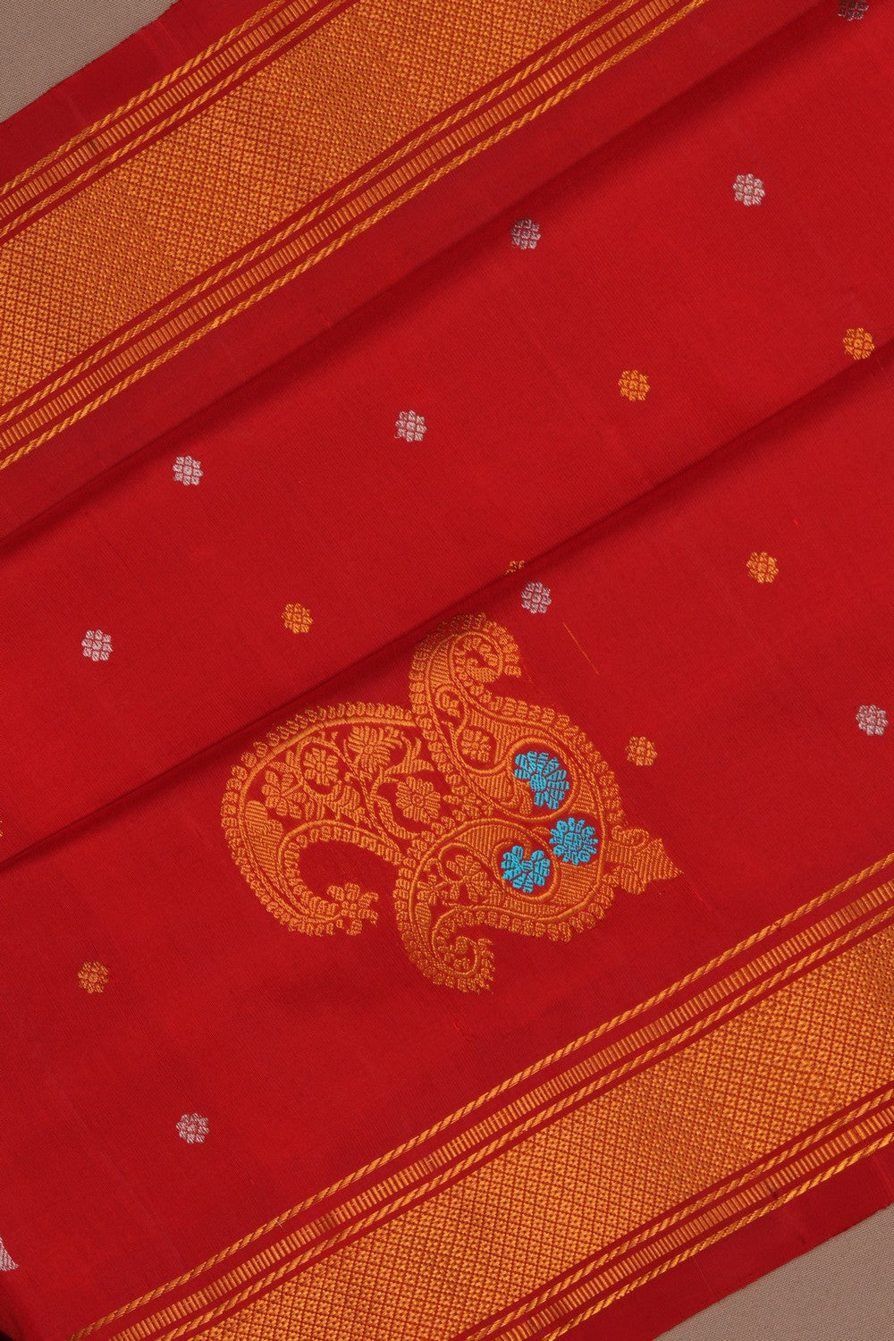 Image of Gadwal Silk Red Saree
