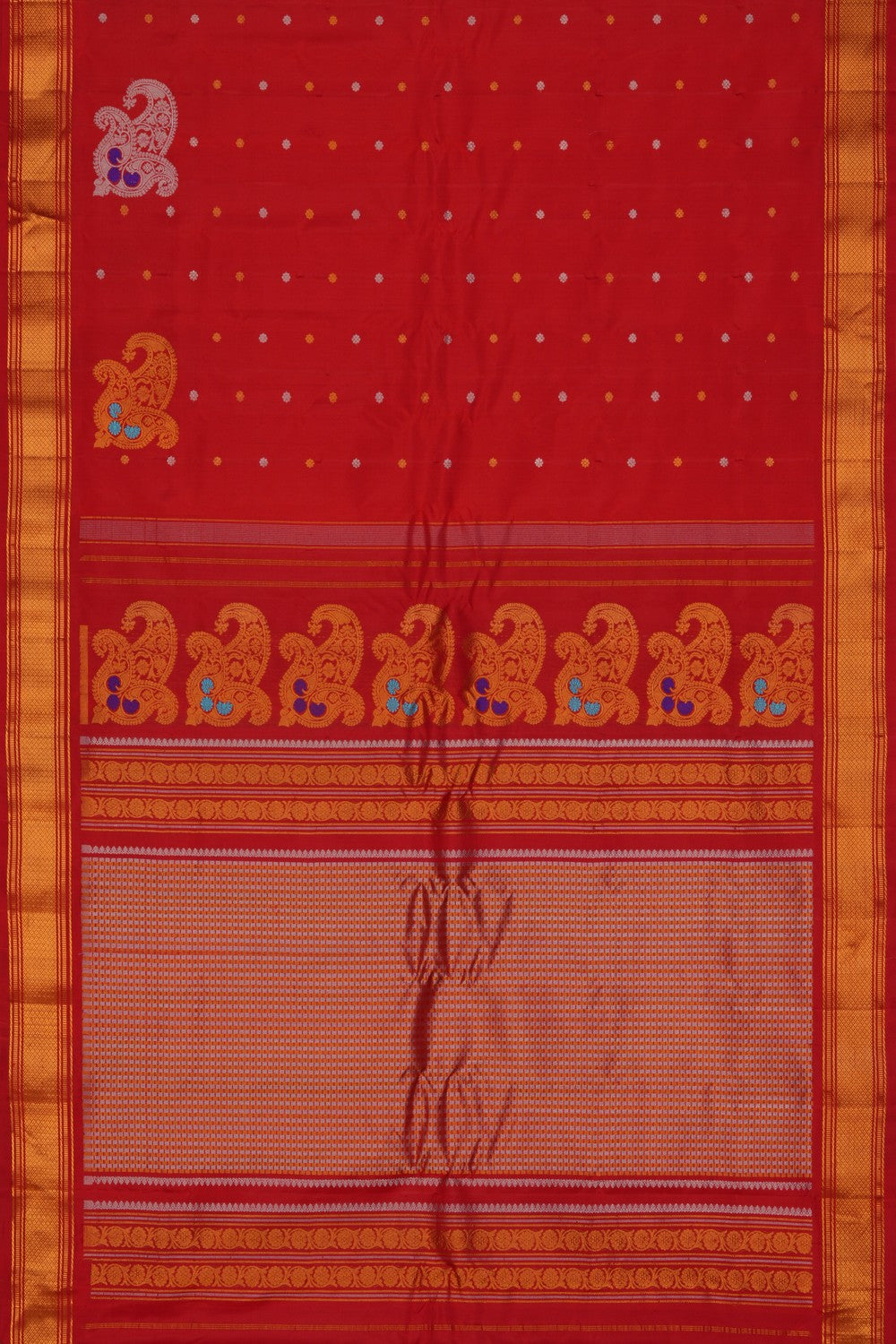 Image of Gadwal Silk Red Saree