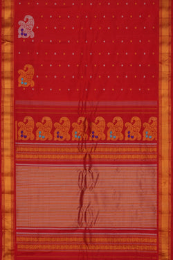 Image of Gadwal Silk Red Saree