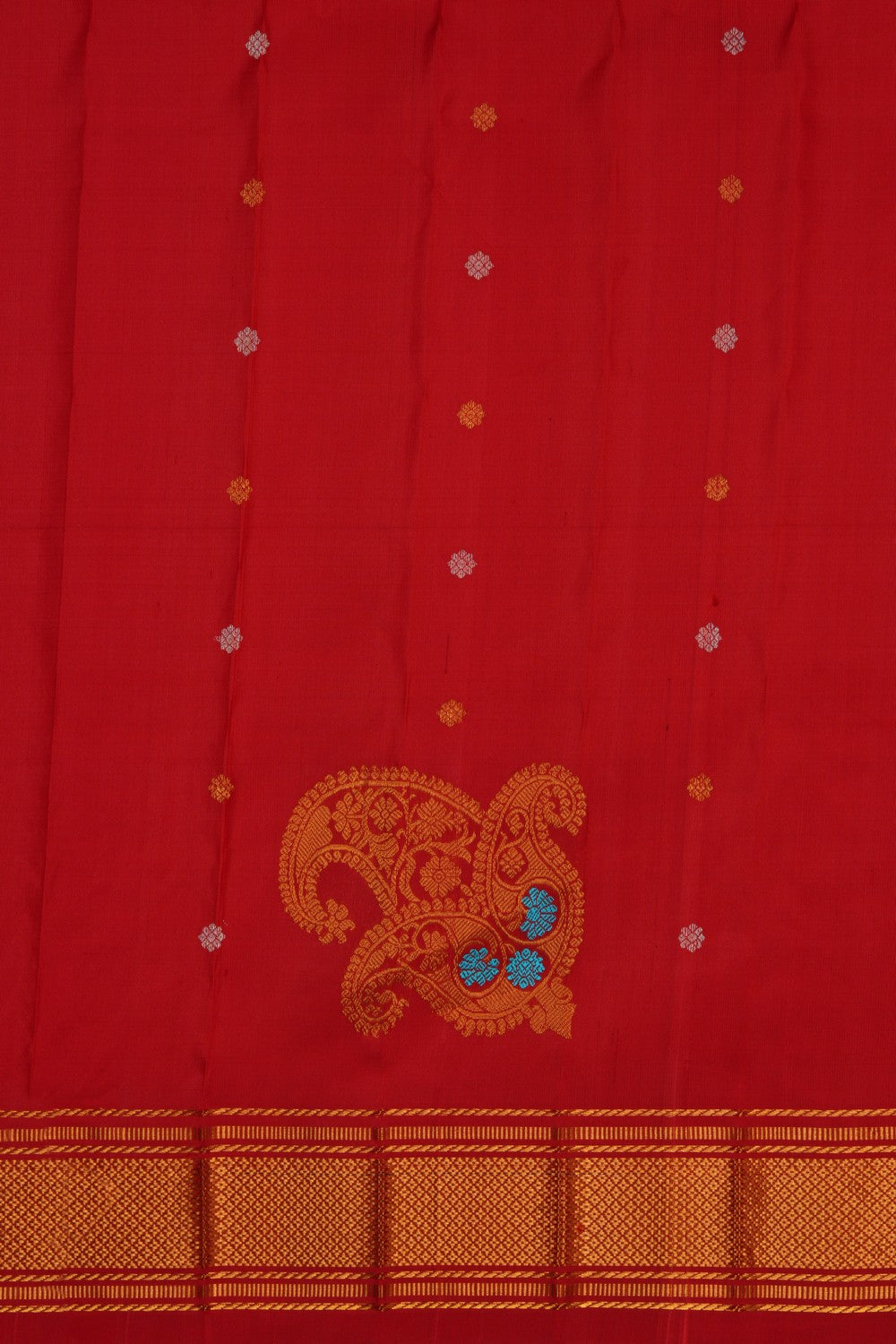 Image of Gadwal Silk Red Saree