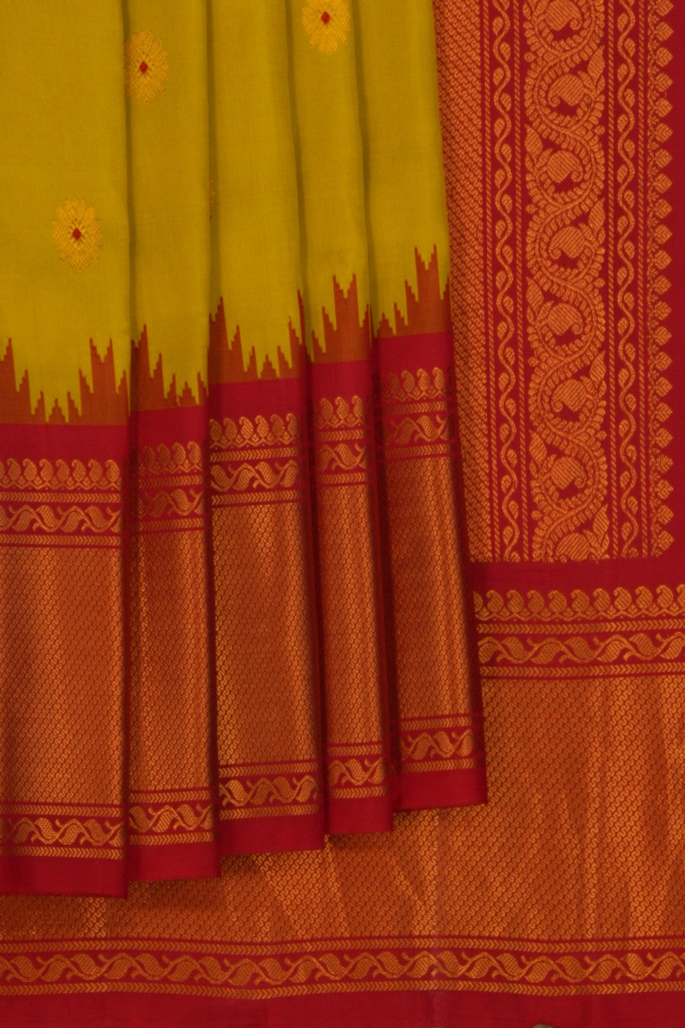 Image of Gadwal Silk Spring Green Saree