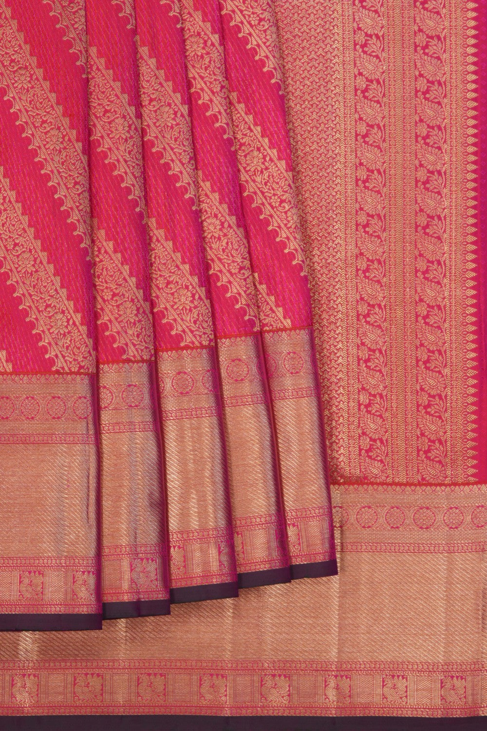 Kanchipattu Brocade Fuchsia Pink Saree