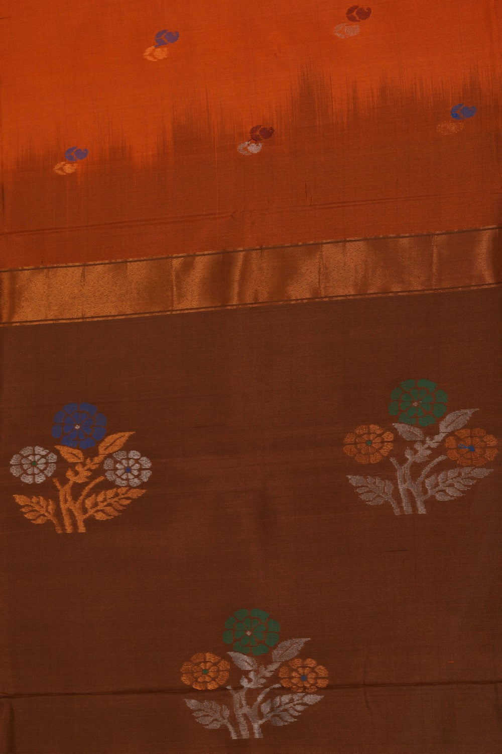 Image of Uppada Silk Rust Orange Saree