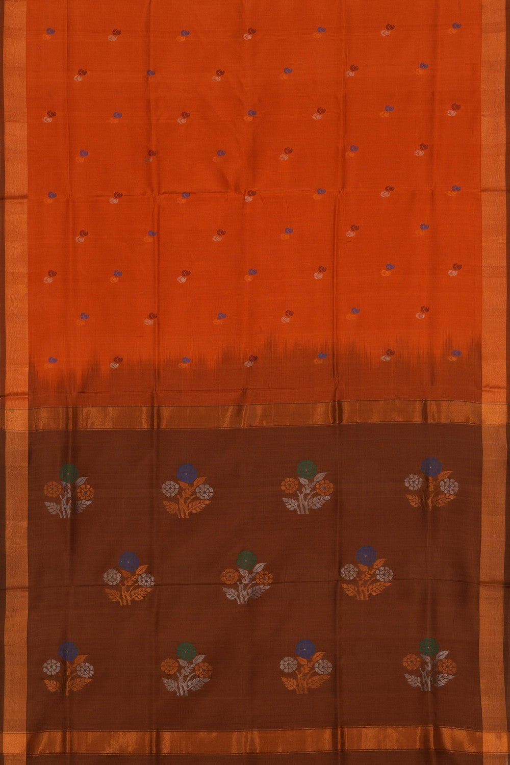Image of Uppada Silk Rust Orange Saree