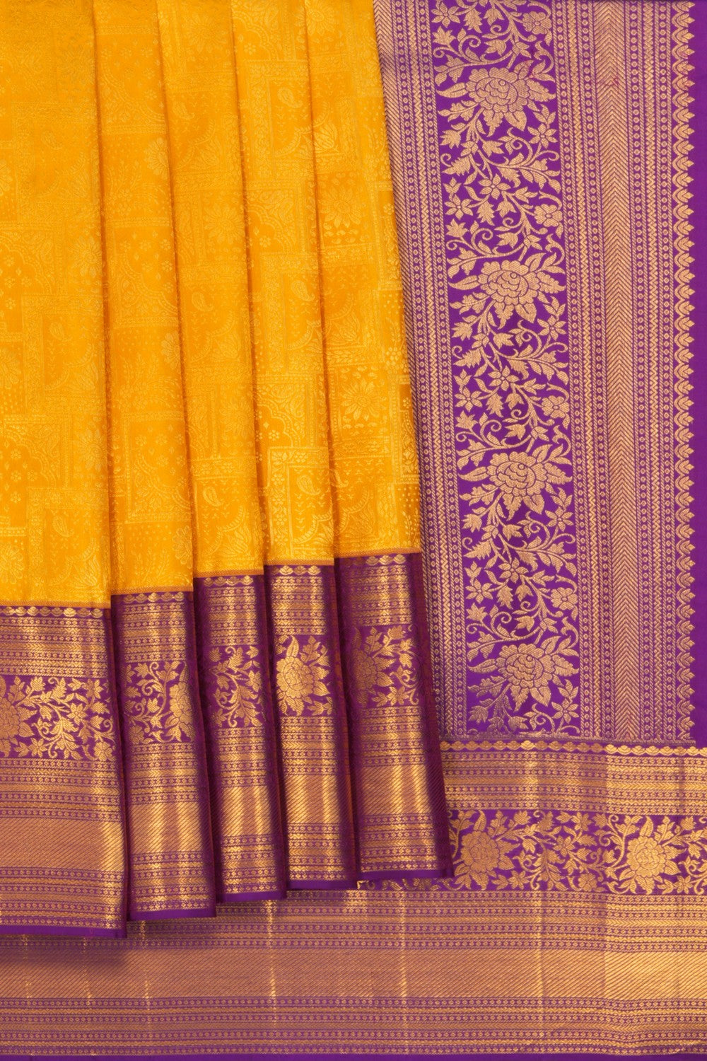 Kanchipattu Brocade Yellow Saree