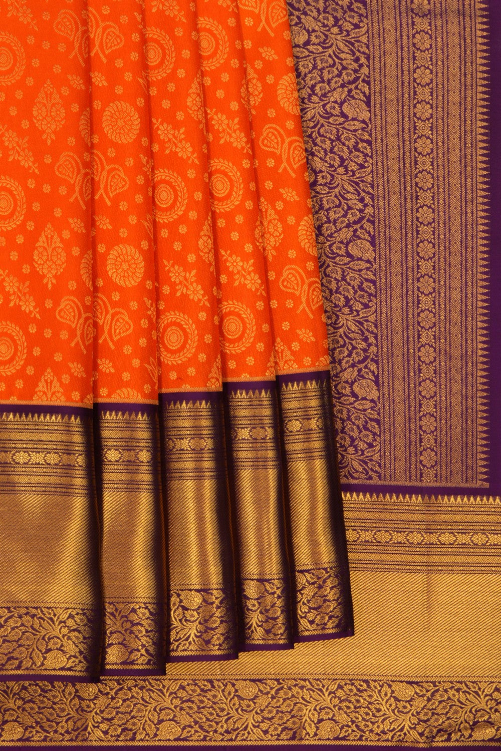 Image of Kanchipattu Brocade Orange Saree