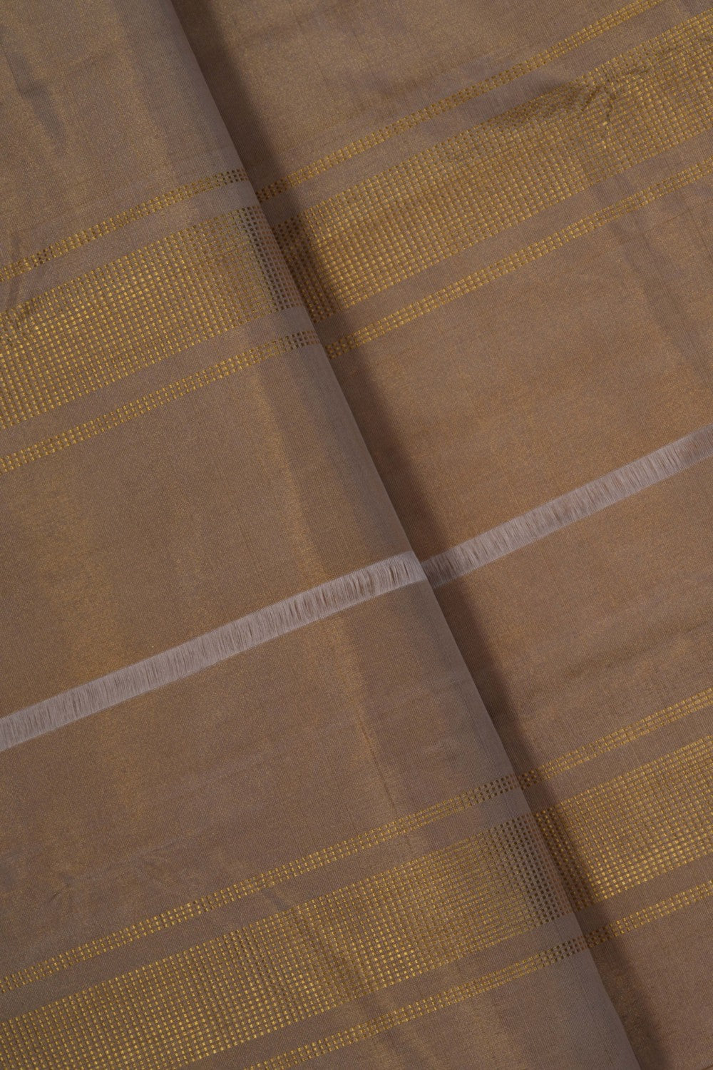 Image of Kanchi Tissue Silk Off-White Dhoti With Kanduva (8 X 4)