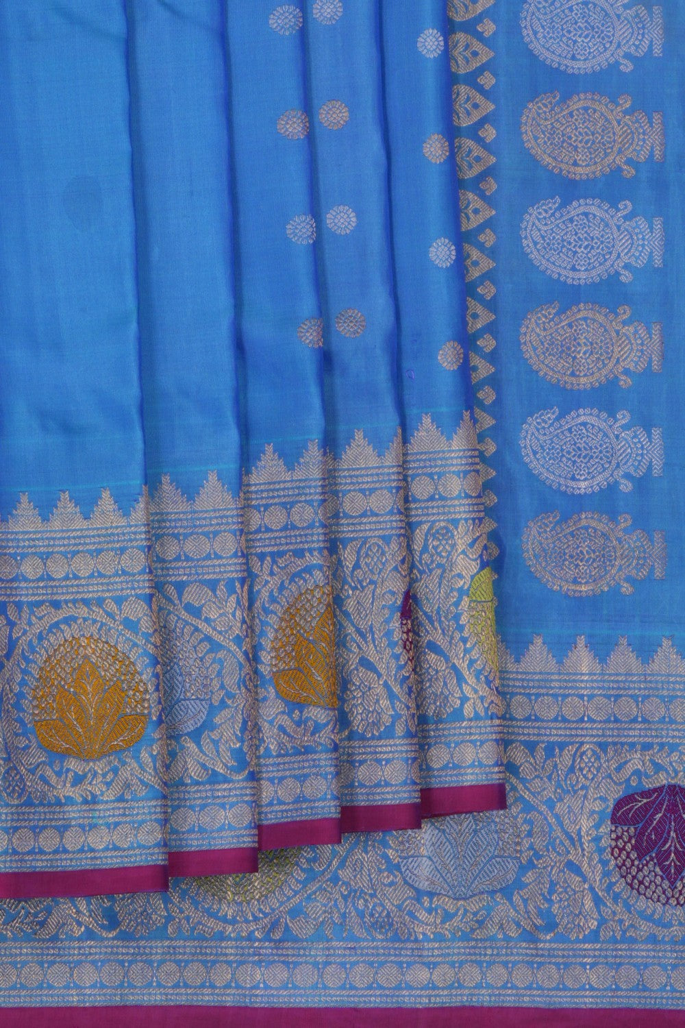Image of Gadwal Silk Smoky Blue Saree