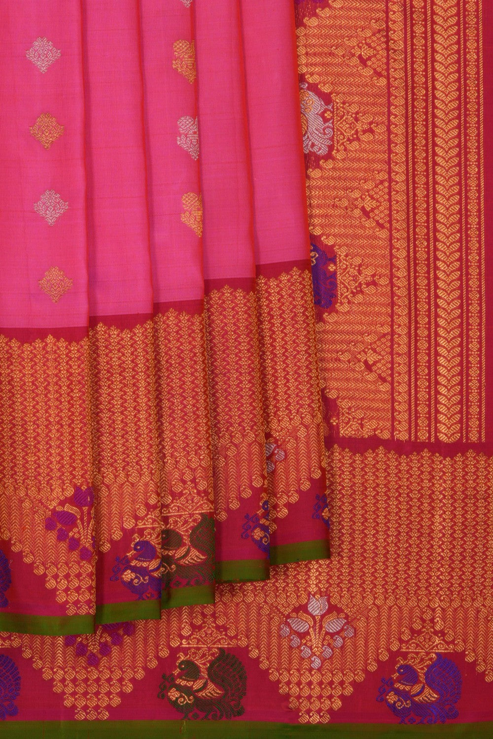 Image of Gadwal Silk Pink Saree