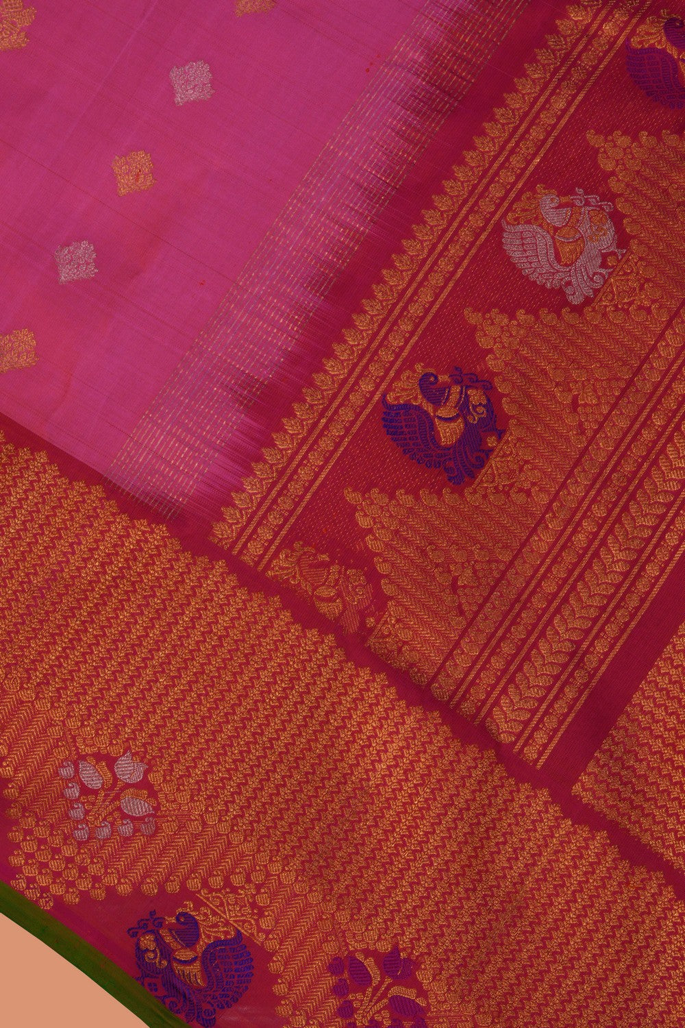 Image of Gadwal Silk Pink Saree