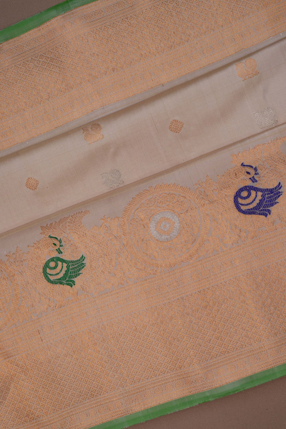 Image of Gadwal Silk Off-White Saree