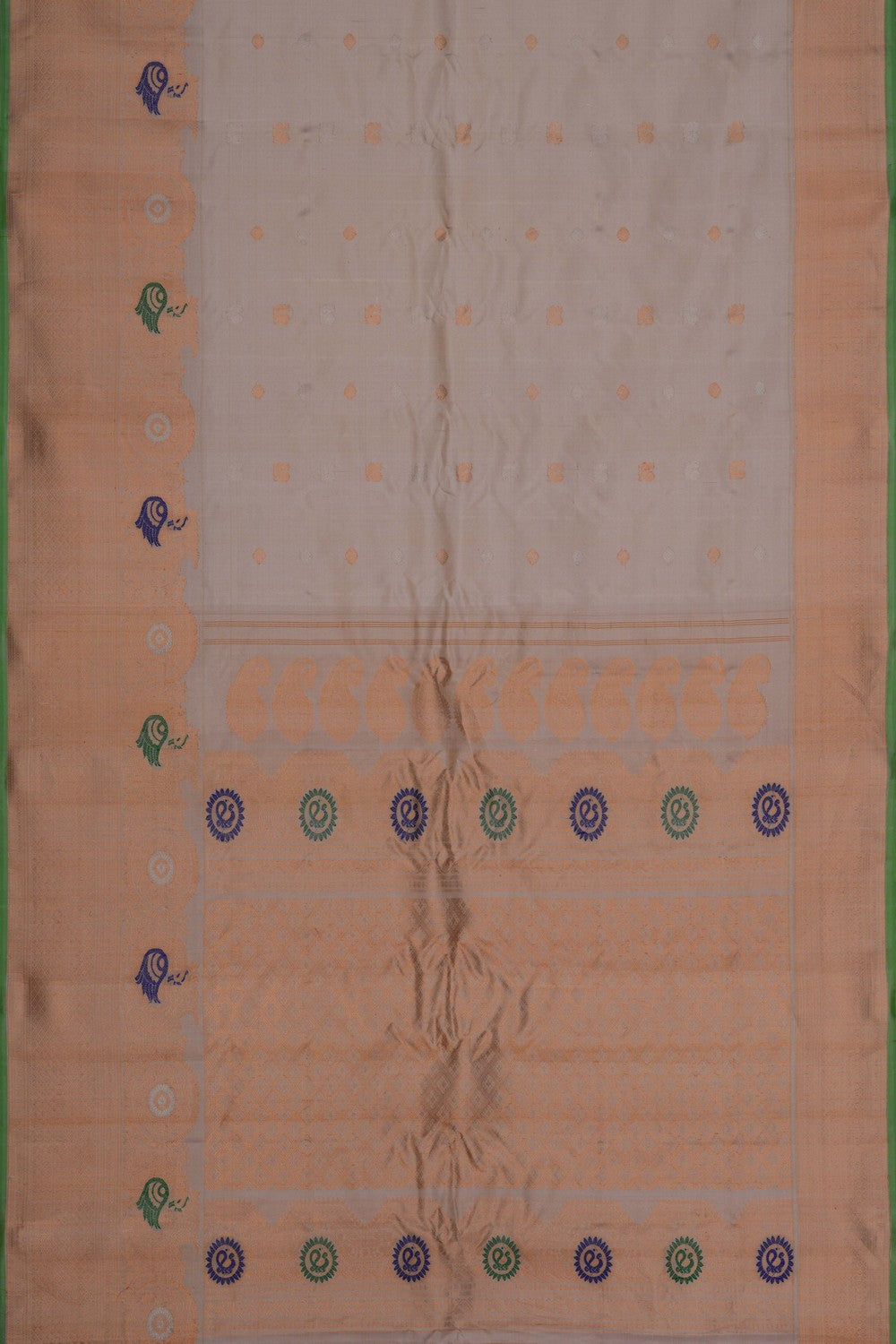 Image of Gadwal Silk Off-White Saree