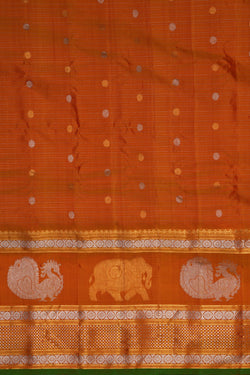 Image of Gadwal Silk Kattam Red Saree