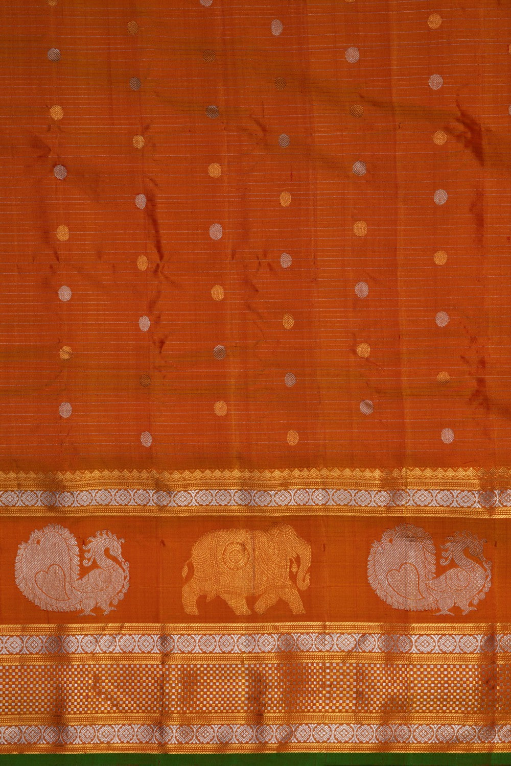 Image of Gadwal Silk Kattam Red Saree