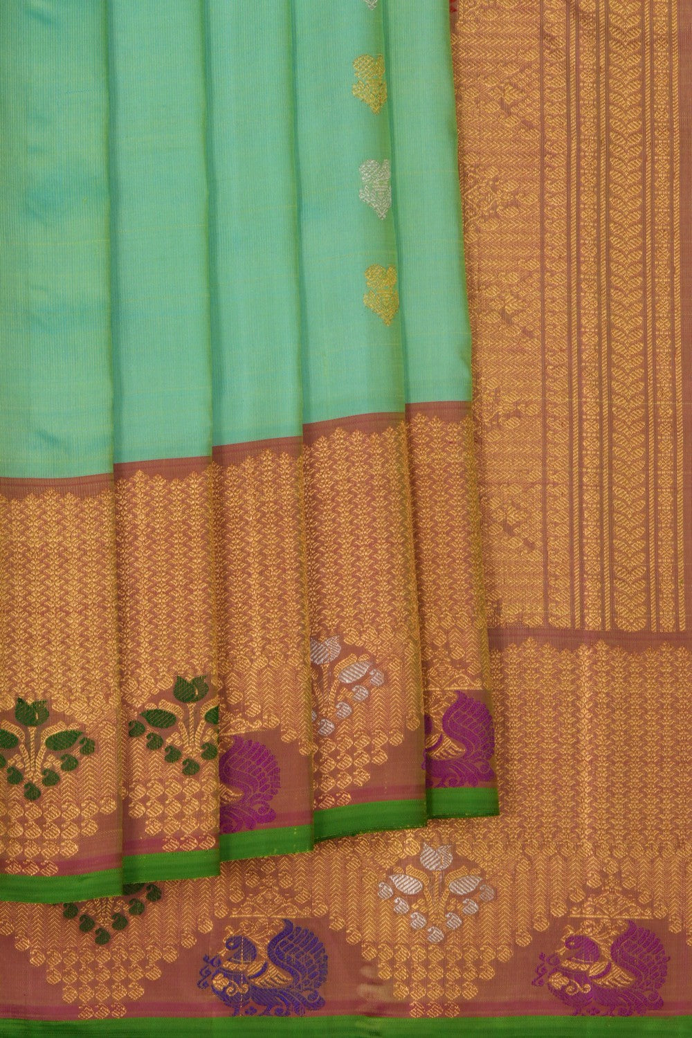 Image of Gadwal Silk Sea Green Saree