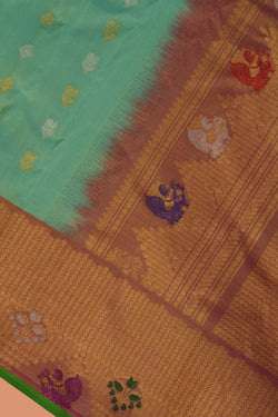 Image of Gadwal Silk Sea Green Saree