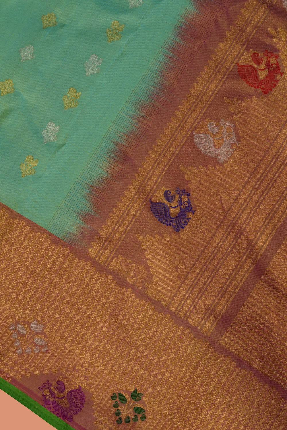 Image of Gadwal Silk Sea Green Saree