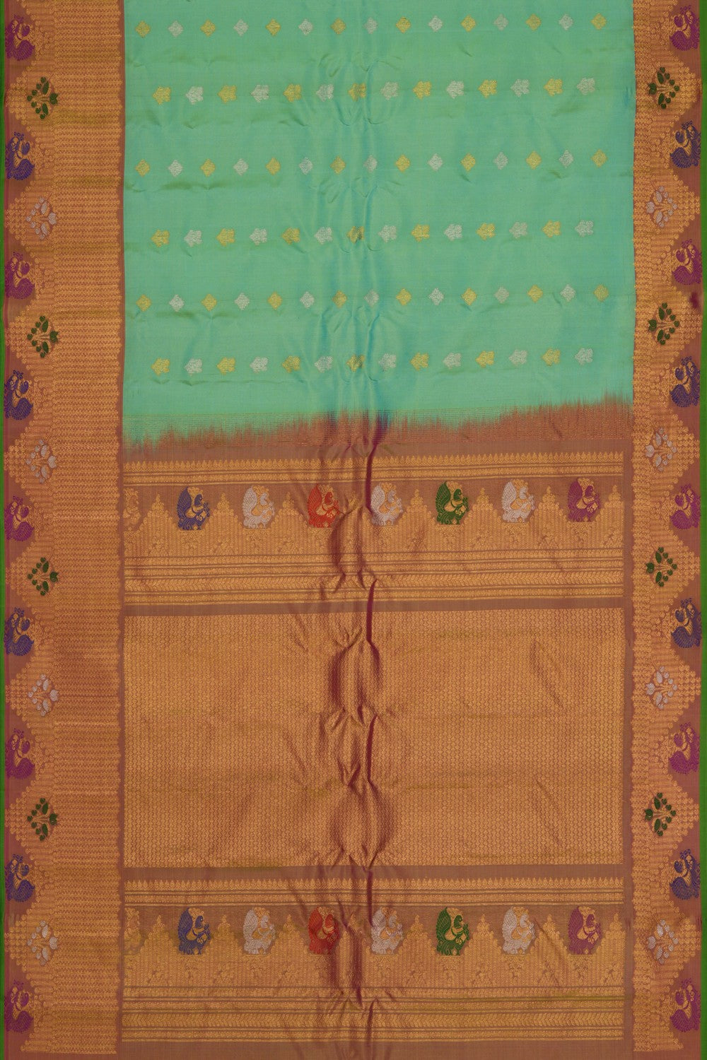 Image of Gadwal Silk Sea Green Saree
