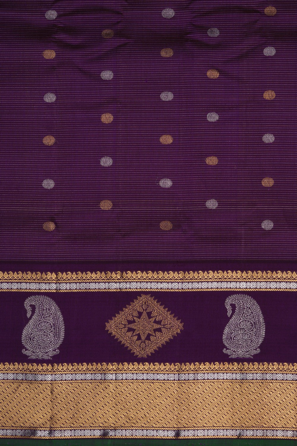 Image of Gadwal Silk Kattam Peach Saree