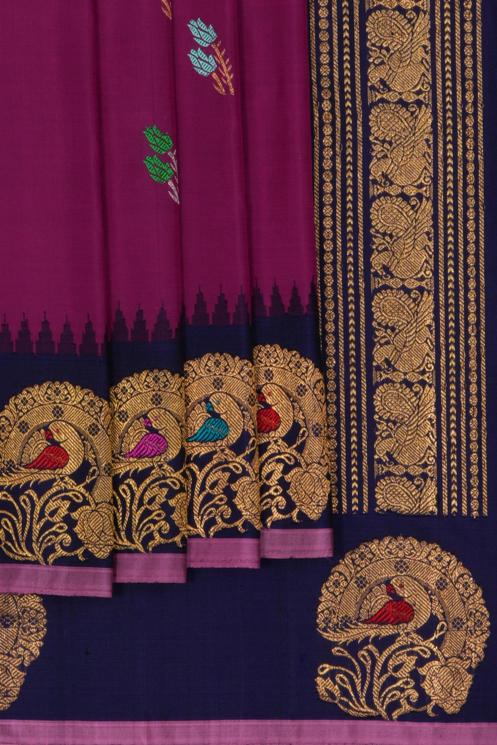 Image of Gadwal Silk Magenta Pink Saree
