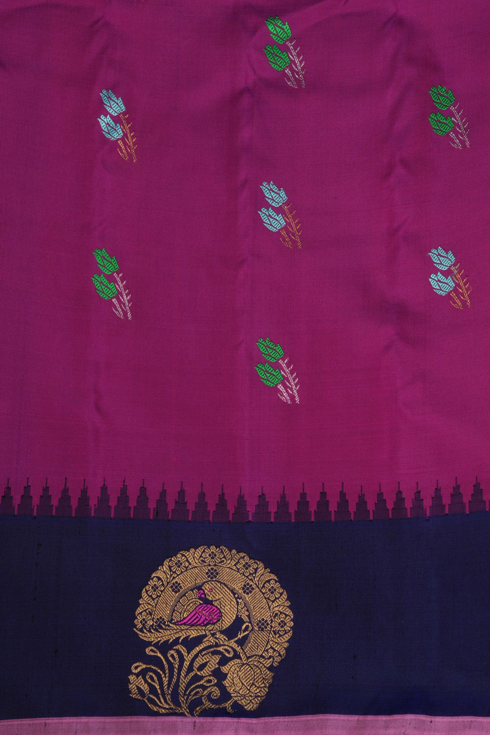Image of Gadwal Silk Magenta Pink Saree