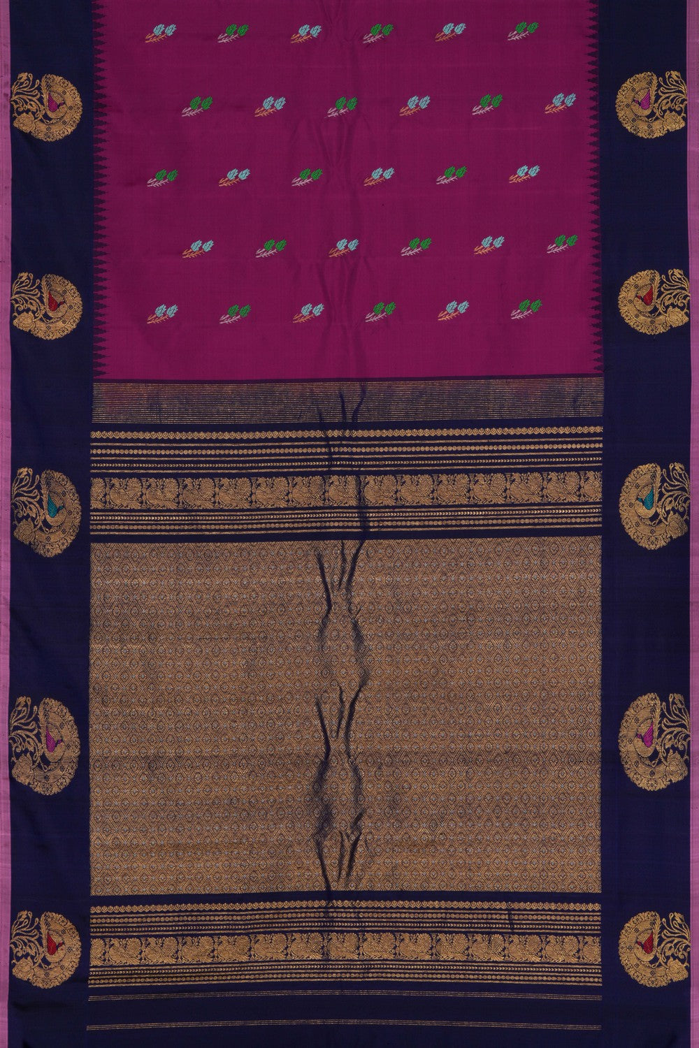 Image of Gadwal Silk Magenta Pink Saree