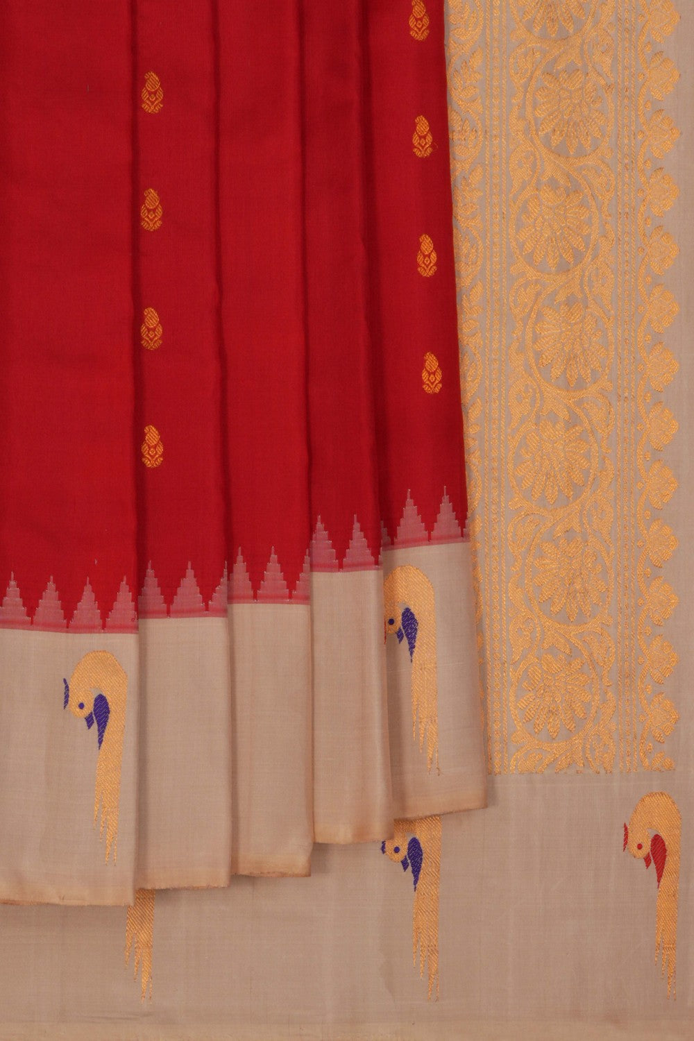 Image of Gadwal Silk Red Saree
