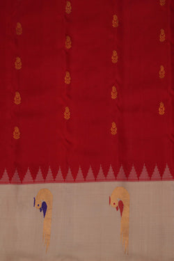 Image of Gadwal Silk Red Saree
