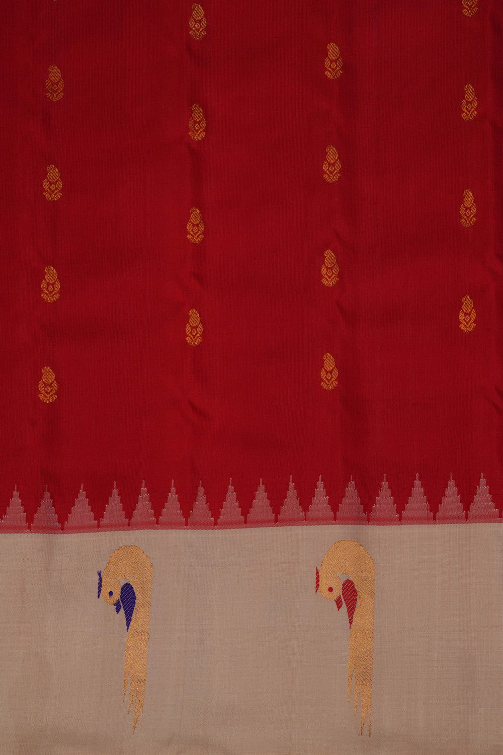 Image of Gadwal Silk Red Saree