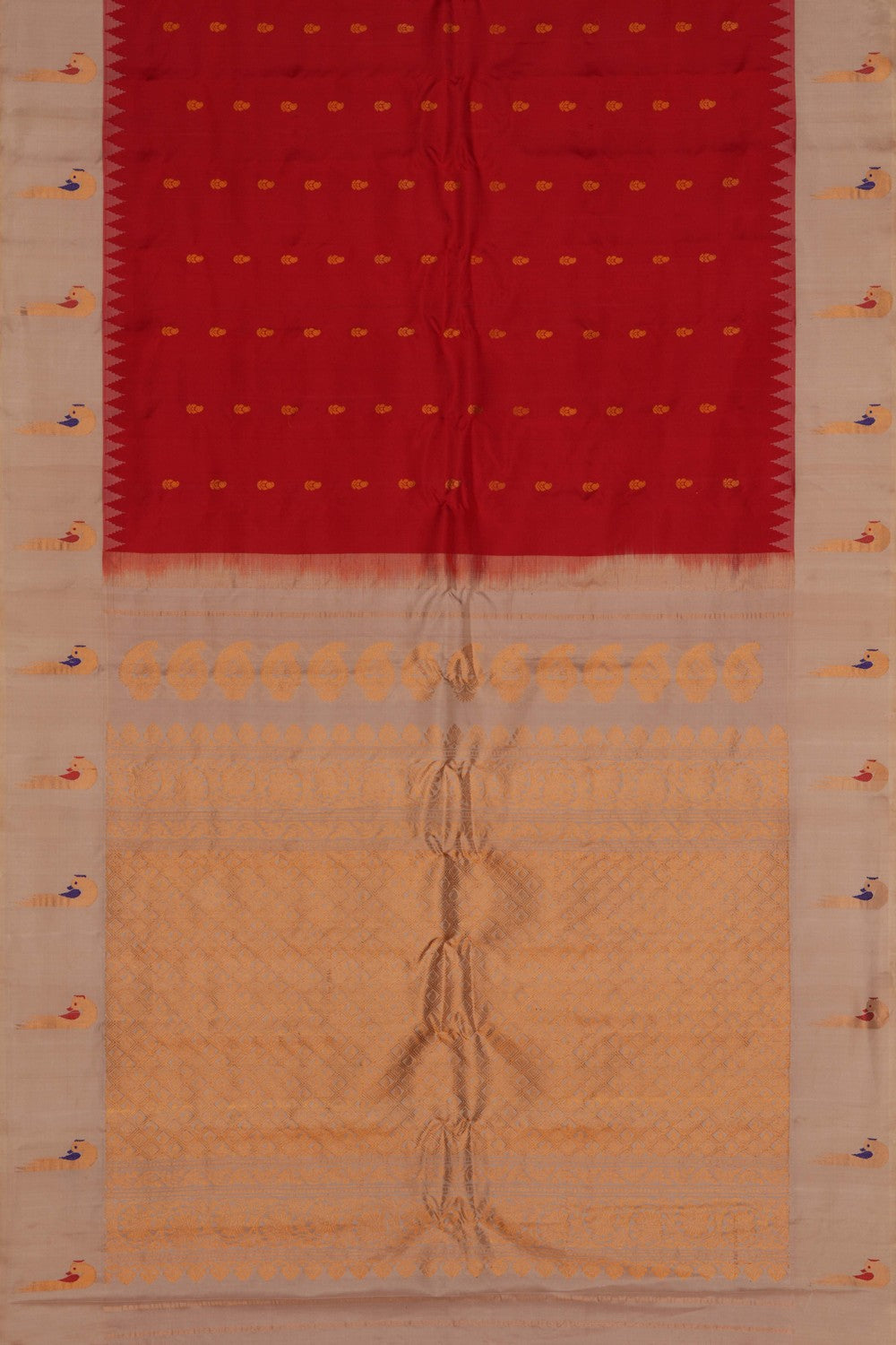 Image of Gadwal Silk Red Saree