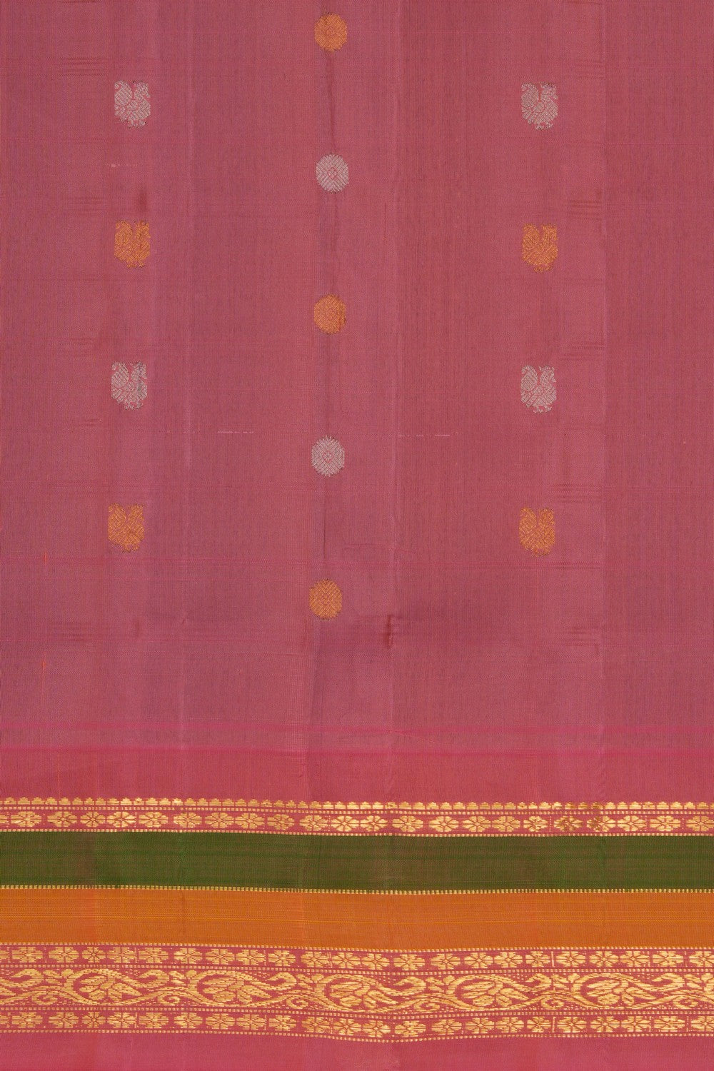 Gadwal Silk Kattam Teal Green Saree