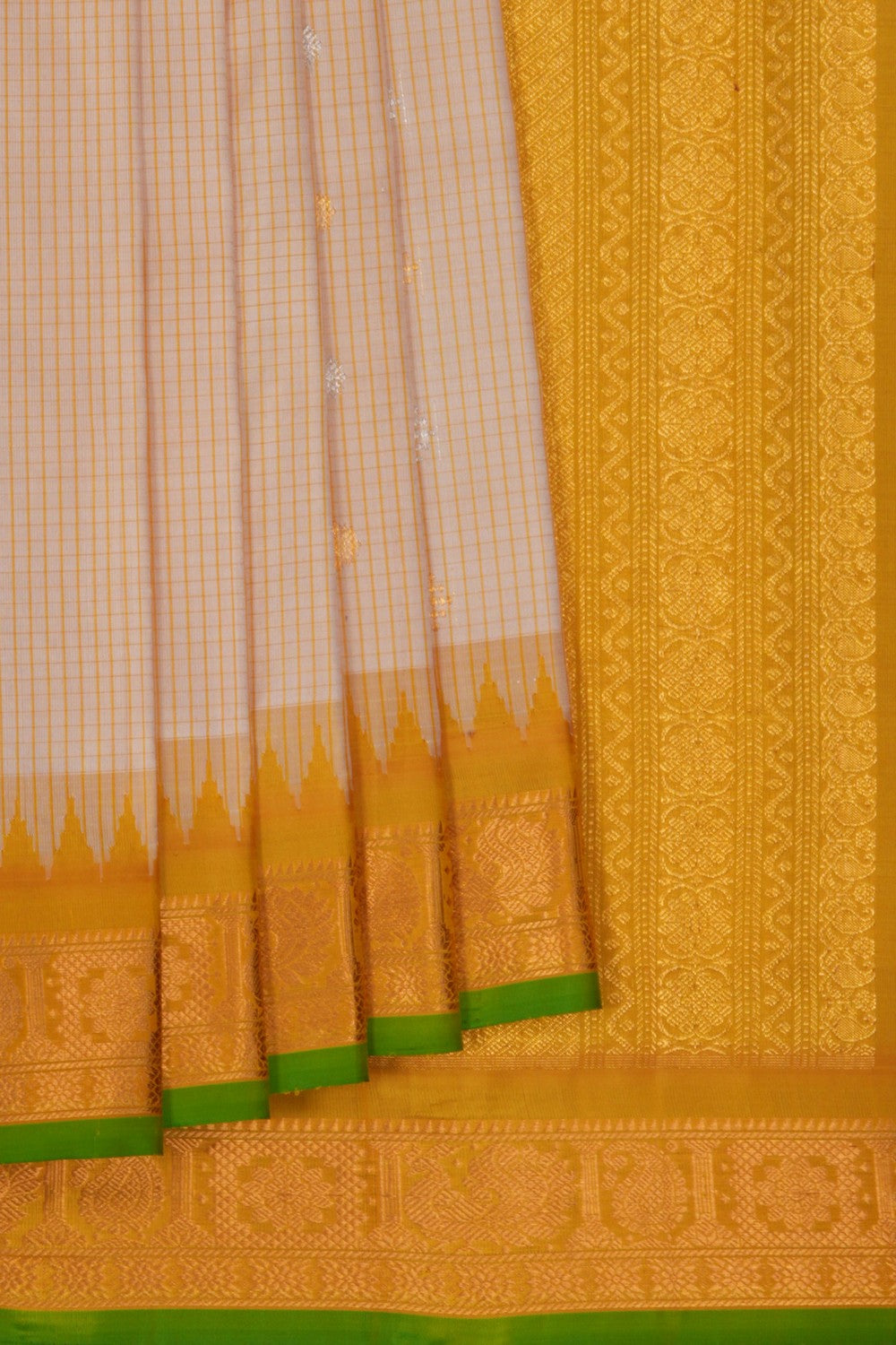 Gadwal Silk Kattam Beige Saree
