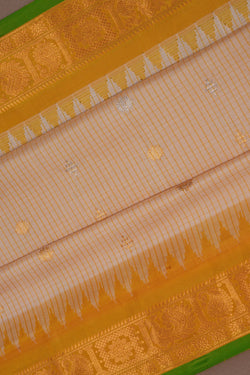 Image of Gadwal Silk Kattam Beige Saree