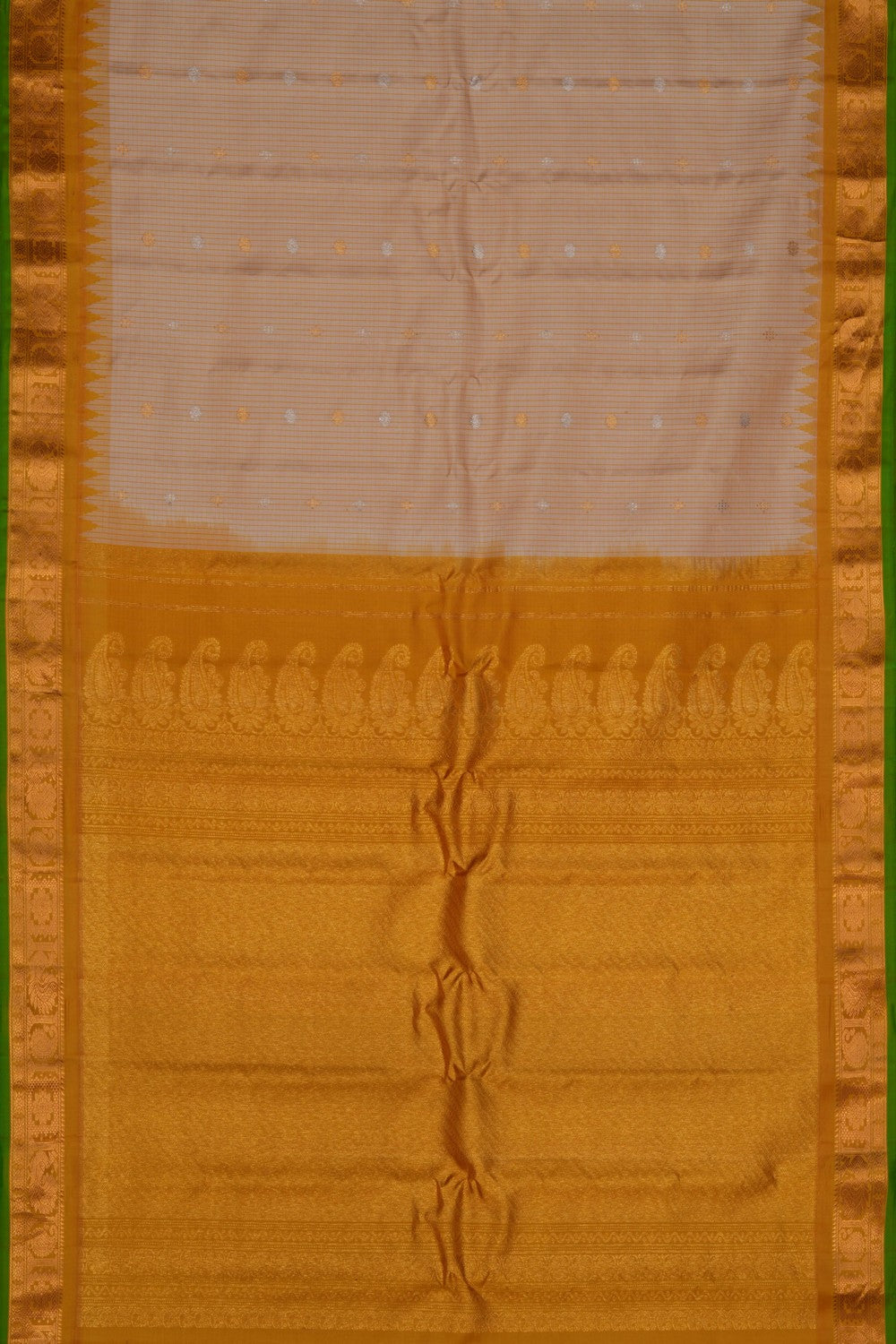Gadwal Silk Kattam Beige Saree