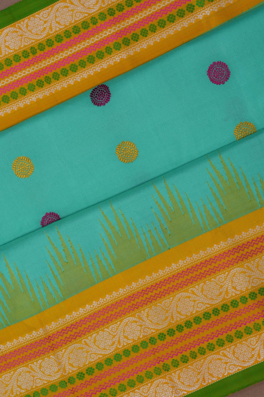 Gadwal Silk Turquoise Green Saree