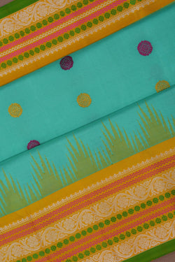 Image of Gadwal Silk Turquoise Green Saree