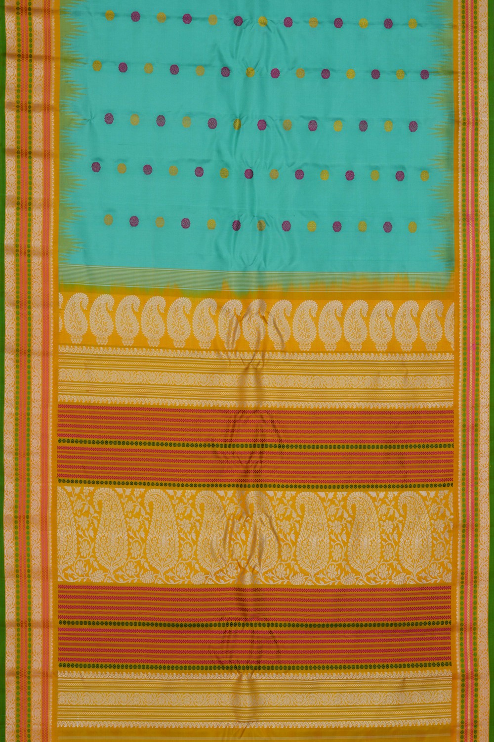 Gadwal Silk Turquoise Green Saree