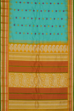 Image of Gadwal Silk Turquoise Green Saree