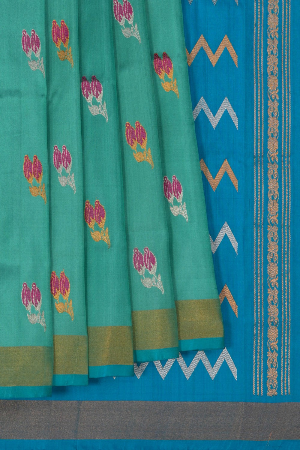 Image of Uppada Silk Sea Green Saree