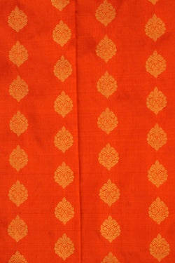 Image of Kanchipattu Orange Pavada Unstitched Set