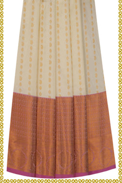 Image of Kanchipattu Off White Pavada Unstitched Set