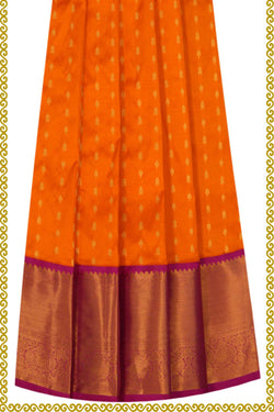 Image of Kanchipattu Orange Pavada Unstitched Set