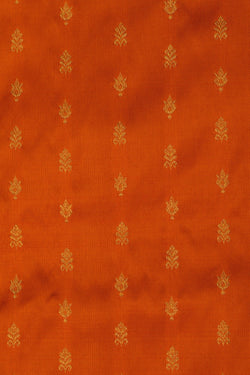 Image of Kanchipattu Orange Pavada Unstitched Set