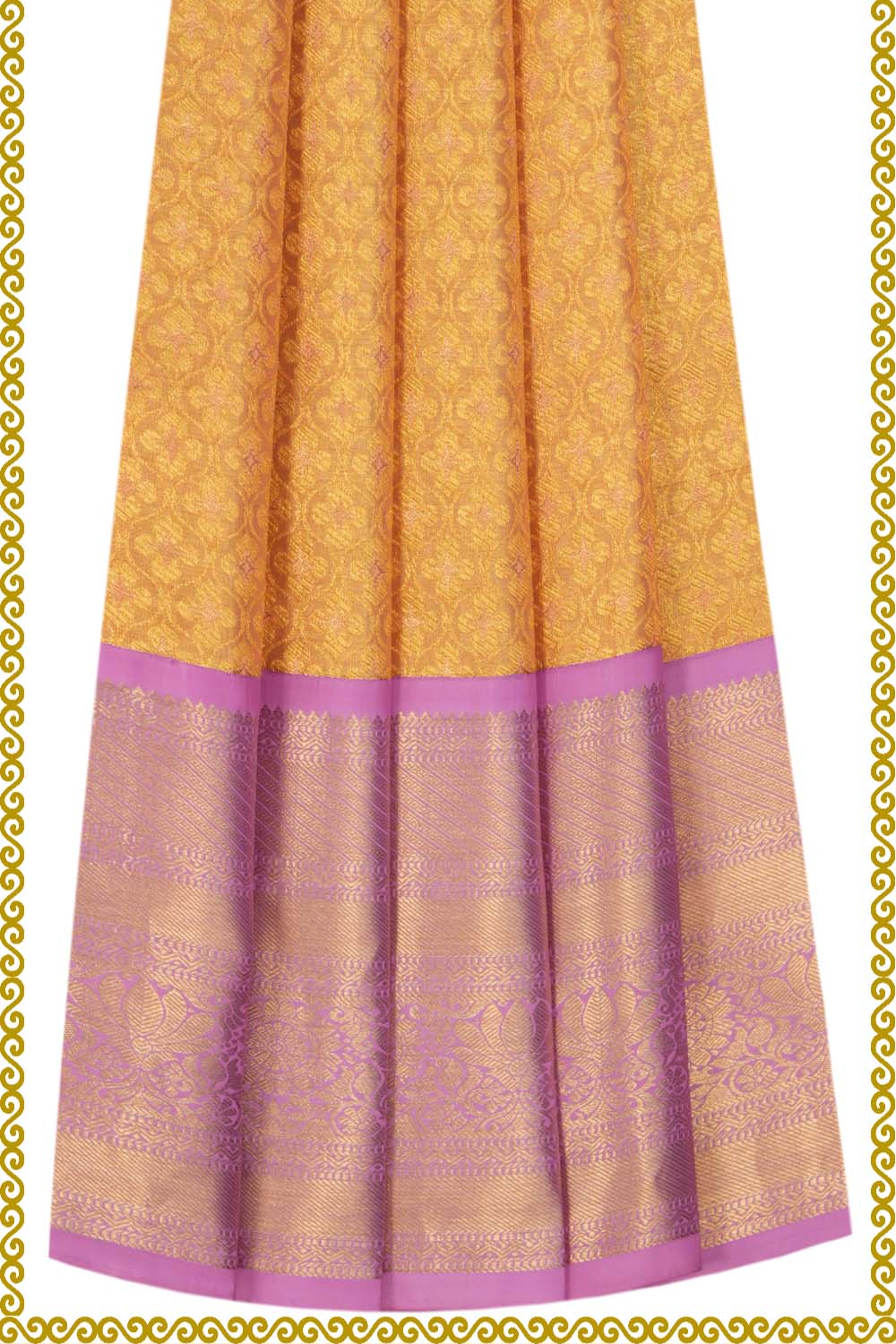 Kanchipattu Gold Tissue Pavada Unstitched Set