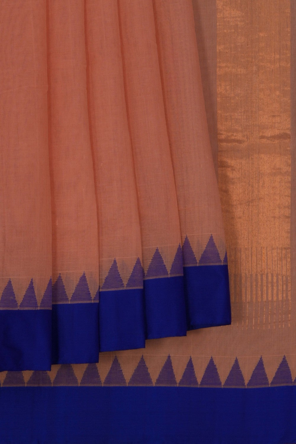 Image of Cotton Jamdani Peach Saree