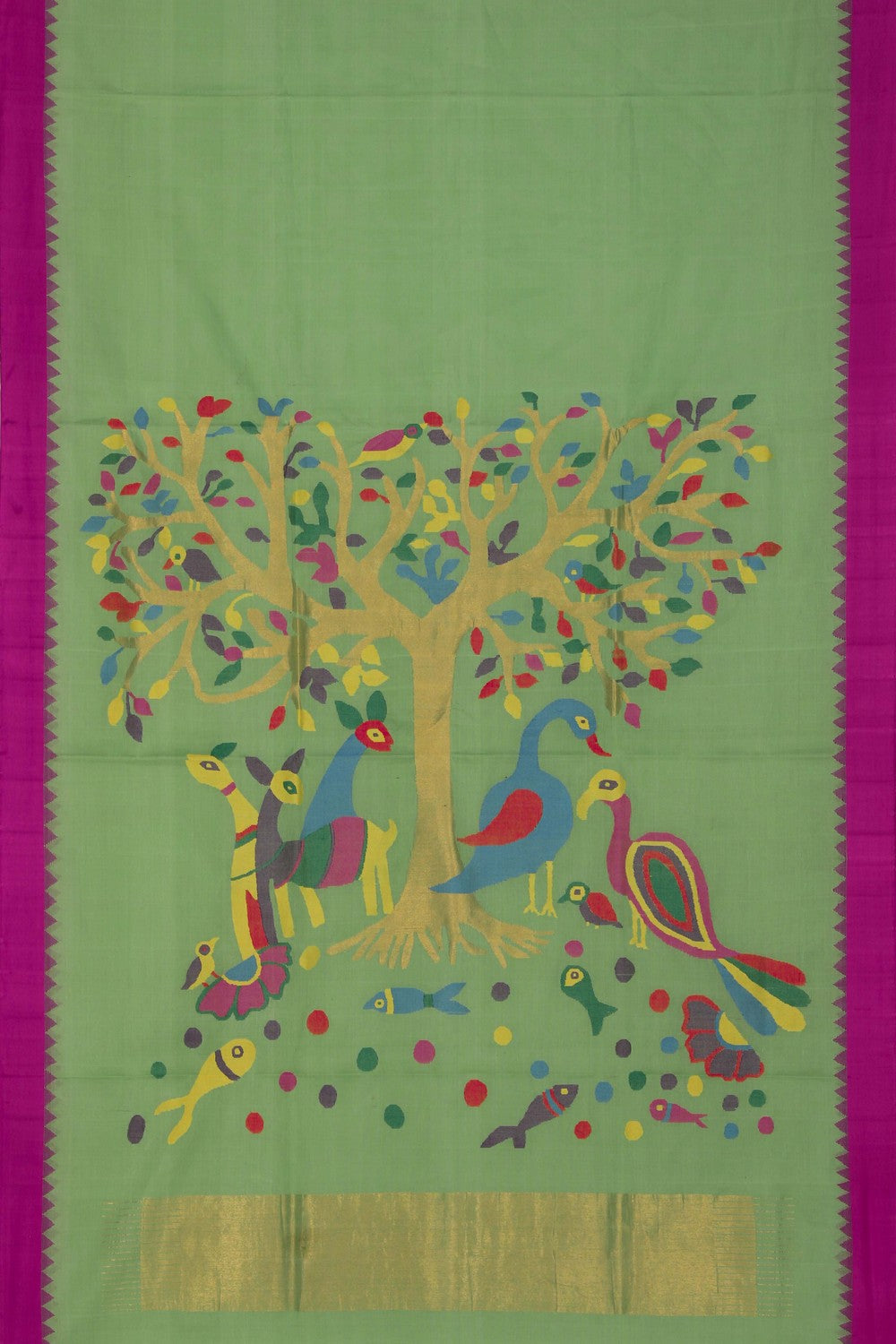 Image of Cotton Jamdani Sea Green Saree